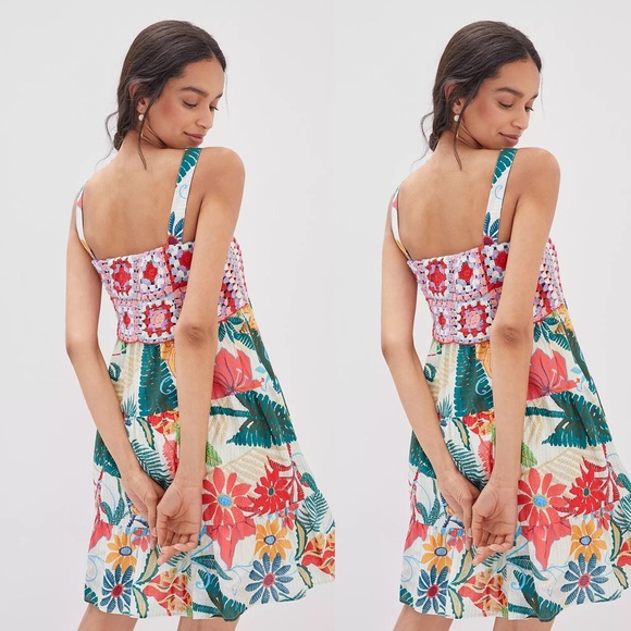 New Anhropologie x Farm Rio Crochet Mini Dress sz small - Picture 3 of 9